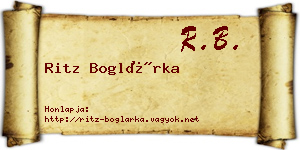 Ritz Boglárka névjegykártya