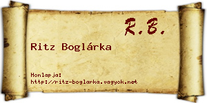 Ritz Boglárka névjegykártya